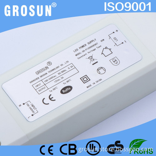 12v 5a 60w Constant Current Output Dimmable LED Driver for LED Light